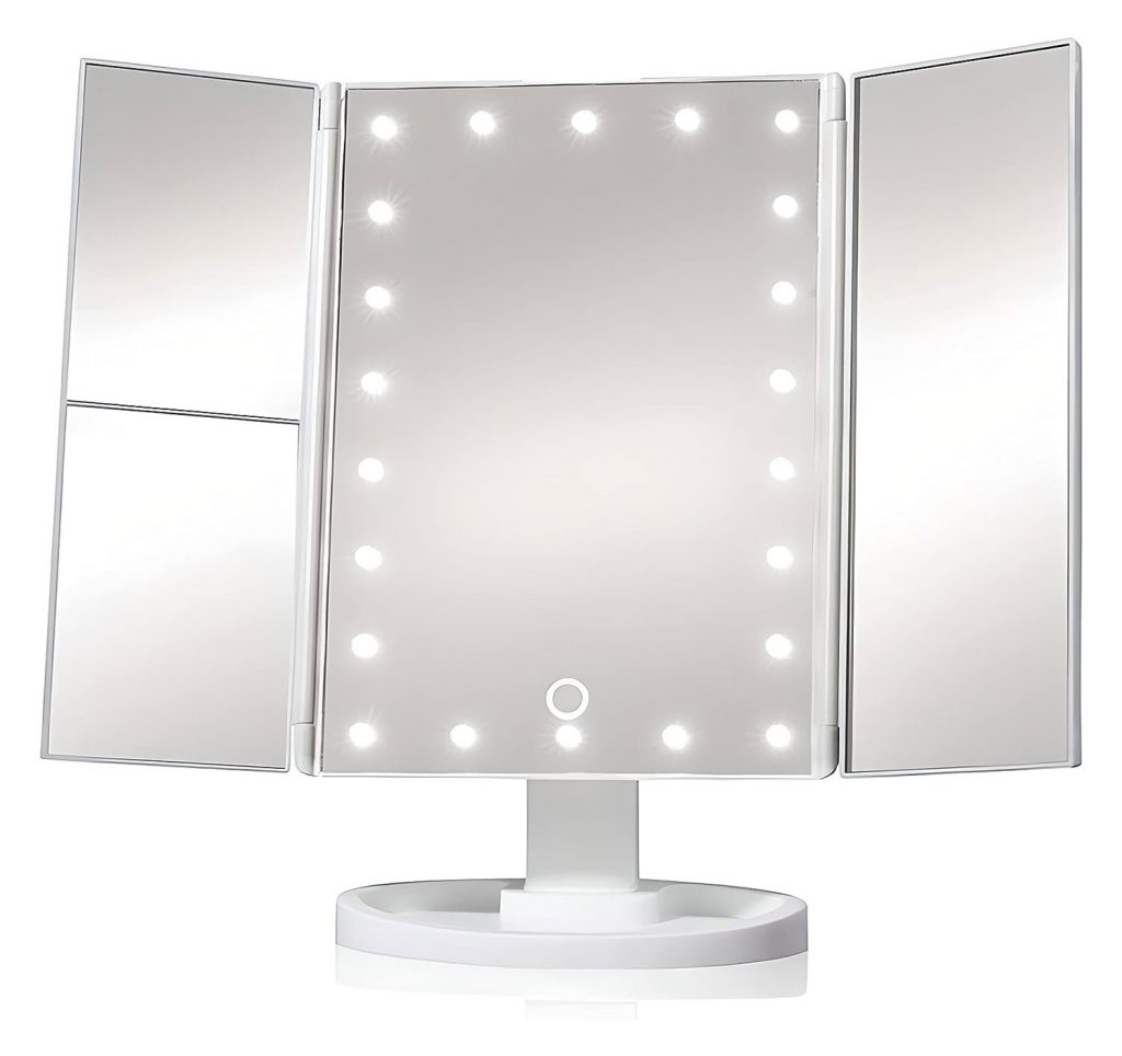 Espejo de maquillaje LED 2 x 3 aumentos con interruptor táctil, espejo de maquillaje LED,